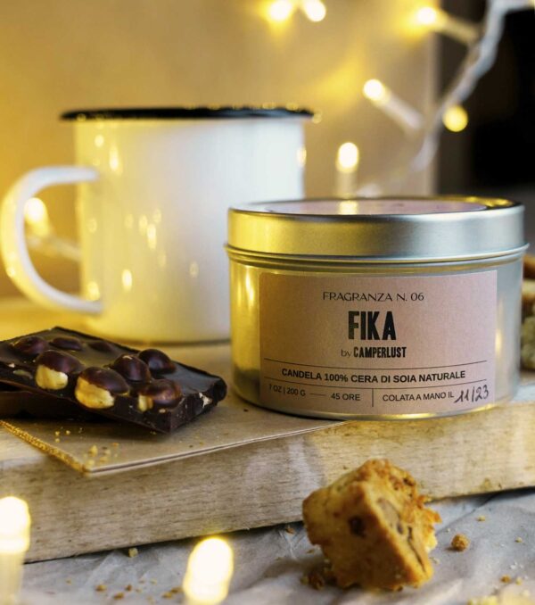 fika candela di soia natale al caffè cioccolato e note di vaniglia candlelust camperlust